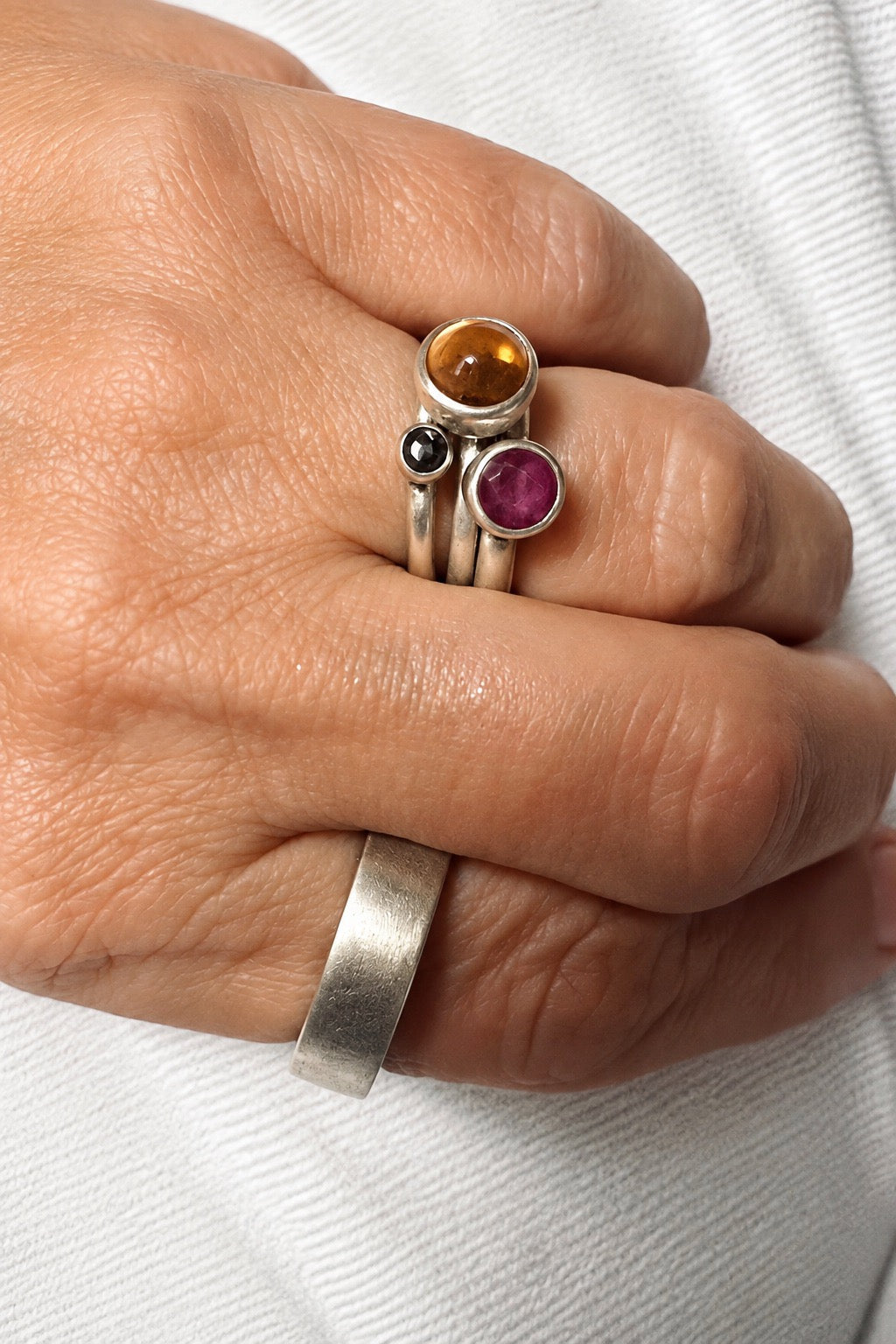 Rose-Cut Ruby Sterling Silver Ring