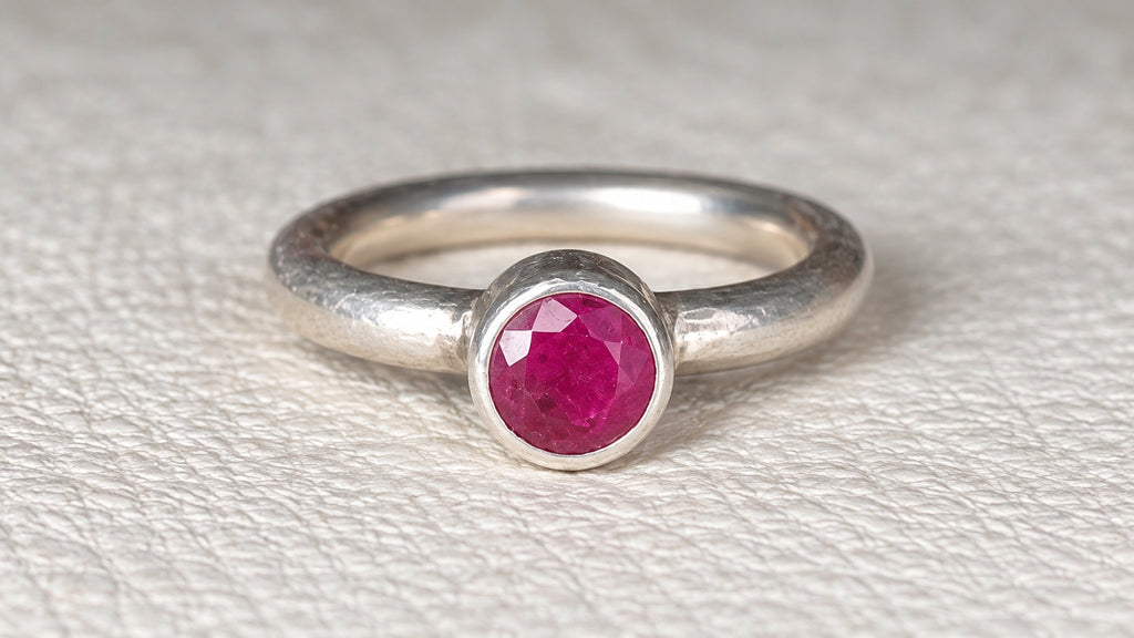 Rose-Cut Ruby Sterling Silver Ring