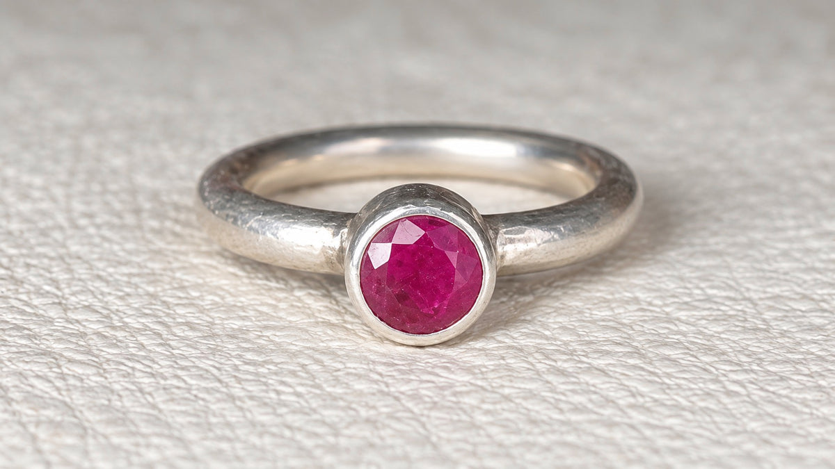 Rose-Cut Ruby Sterling Silver Ring